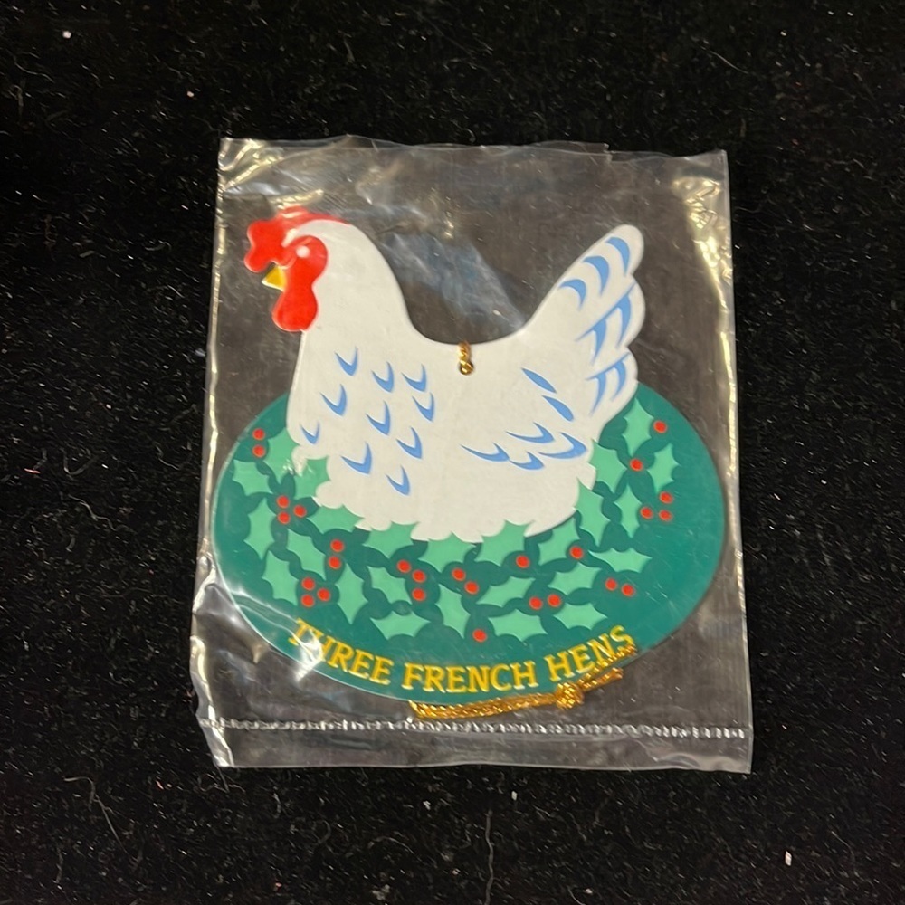 Avon Vintage”The Twelve Days of Christmas Ornaments- Three French Hens” Metal